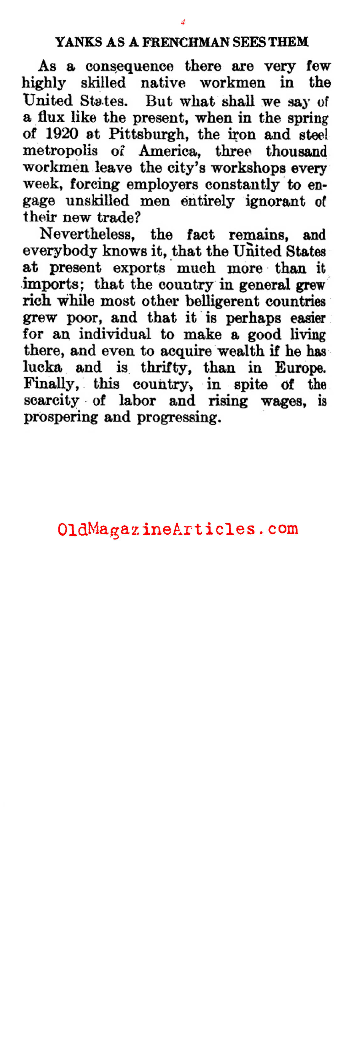 Salty Opinions from a Frenchman (Literary Digest, 1920)